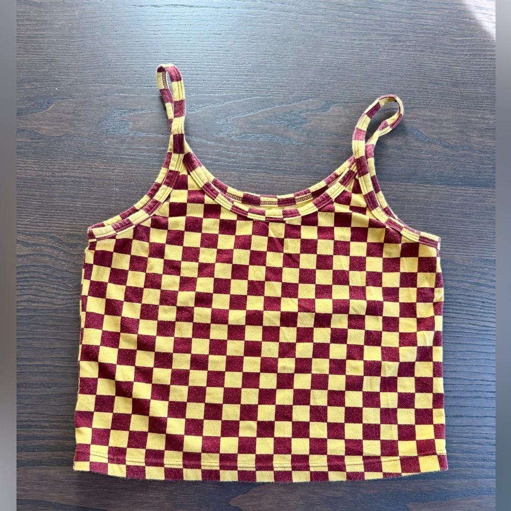 ARQ Checkered Tank Top in Red and Yellow